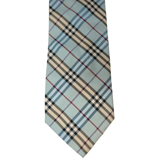 Burberry London Tie Blue Nova Check Plaid Italy 100% Silk Necktie - Picture 1 of 10